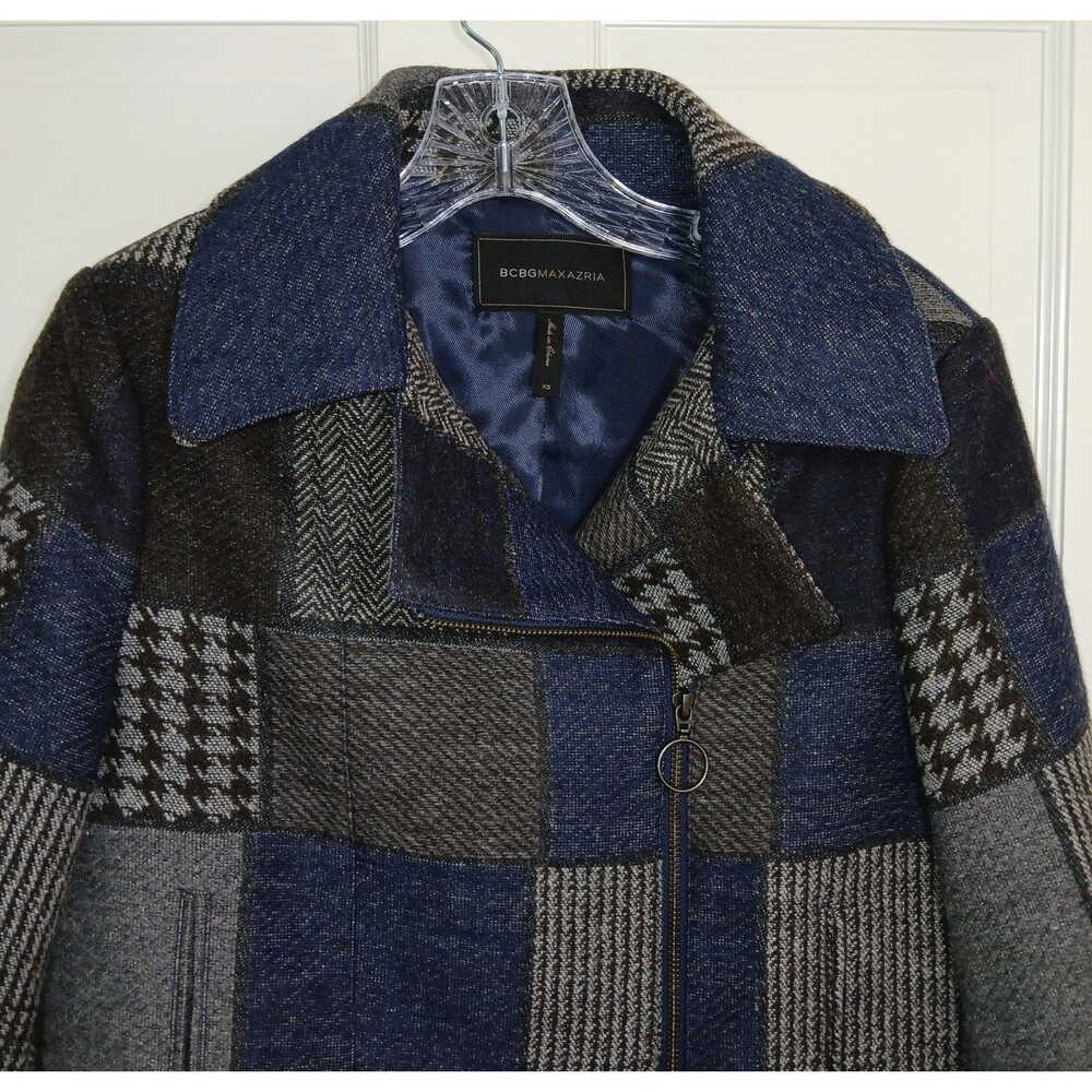Bcbgmaxazria Patchwork Wool Blend Jacket Coat Mot… - image 4